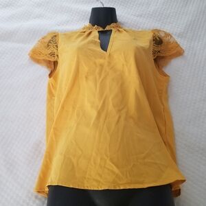 Chic Yellow Lace Women's Blouse